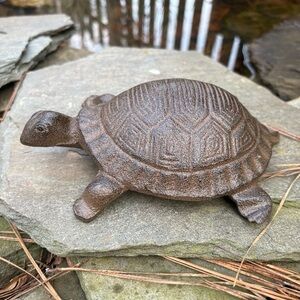 Decorative Brown Turtle Figurine Cast Iron